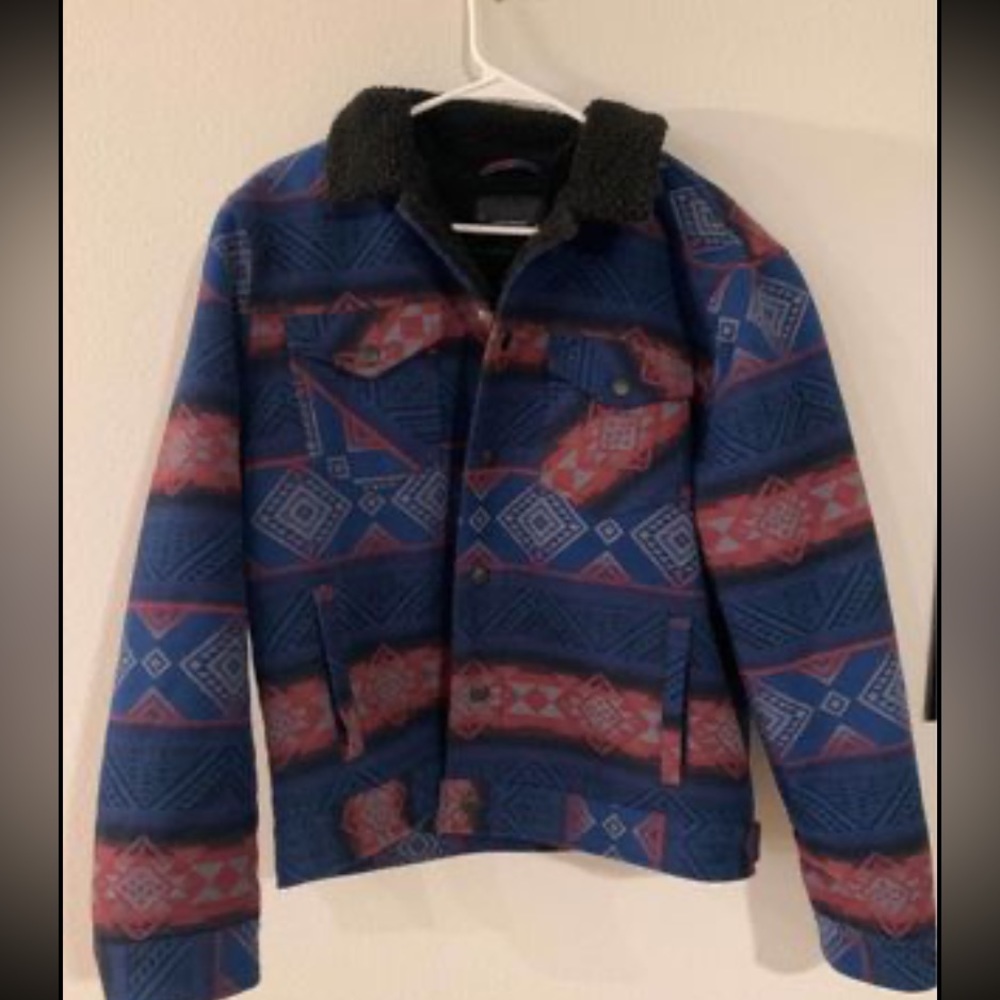 Lucky Brand Blue Multi Sherpa Lined Jacket NWT
